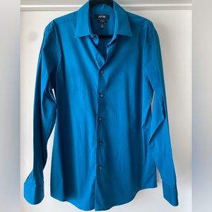 Blue mens button up shirt